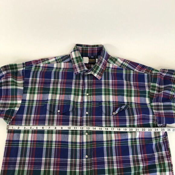 Panhandle Slim Plaid Button Up Shirt Men's XL Short Sleeve 100% Cotton Western - Picture 6 of 10